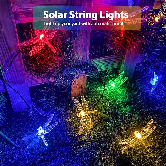 OZS 2PK 40LED 50FT Dragonfly Solar Lights Outdoor Waterproof, Garden Decor - Image 4