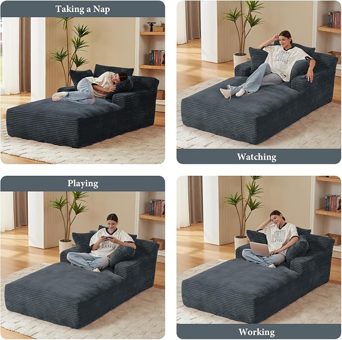 78.7" Chaise Lounge Chair Indoor, Oversized Boneless Couch Comfy Upholstered - Image 6