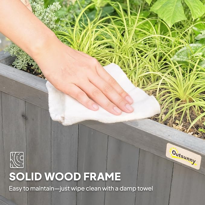 Outsunny Wood Planter with Trellis, Raised Garden Bed - Image 6