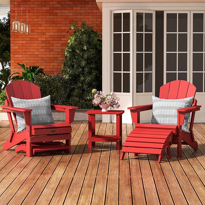 SERWALL Folding Adirondack Footrest, All Weather Adirondack Ottoman Without - Image 2