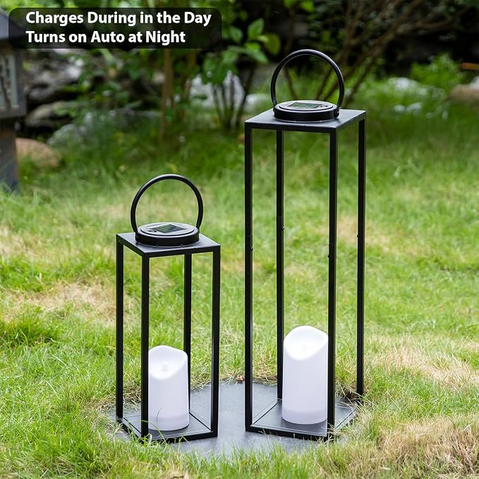 Large Solar Outdoor Lanterns, Fall Decor- Set of 2 - Image 6