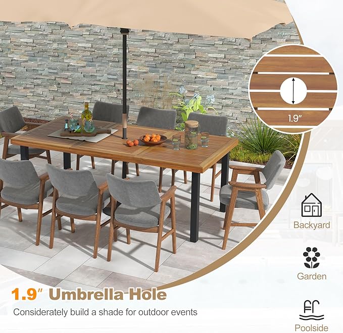 Tangkula 79" Acacia Wood Patio Dining Table - Image 5