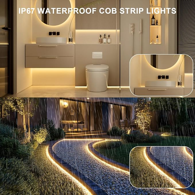 20ft COB Outdoor LED Strip IP67 Waterproof, 6500K Cold Whit DC24V Flexible LED - Image 3