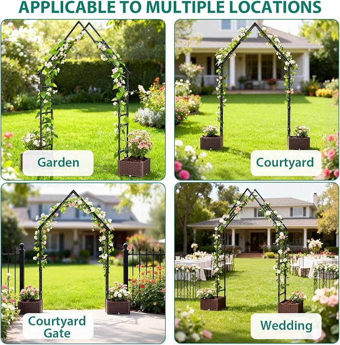 95-Inch Tall Metal Garden Arch Trellis - Image 3
