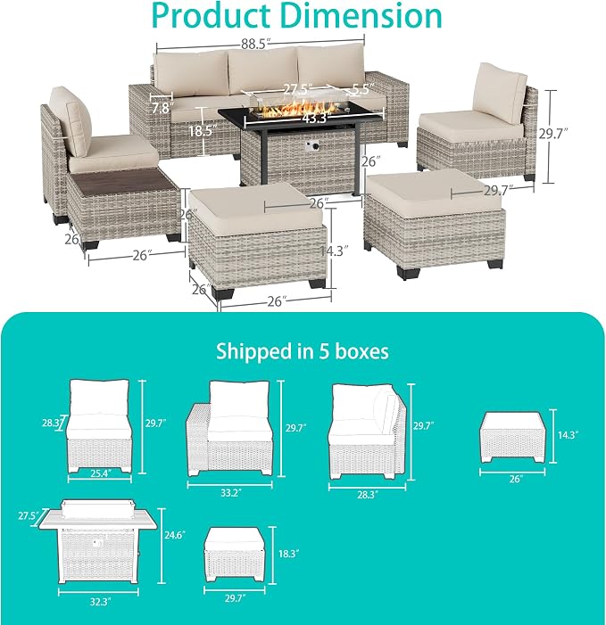 9-Piece Outdoor Patio Furniture Set - Image 2