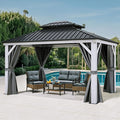 YITAHOME 10X12FT White Hardtop Metal Gazebo Patios Double Roof Canopy Aluminum by YITAHOME