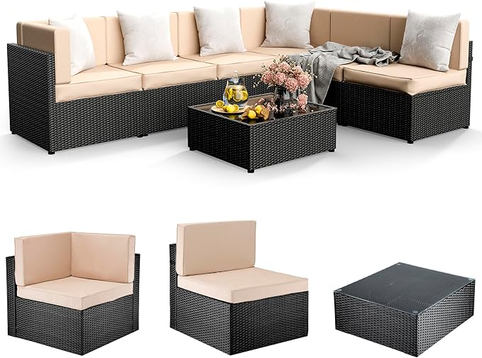 Pamapic 7 Pieces Outdoor Sectional Furniture，Wicker Patio sectional Furniture - Image 2