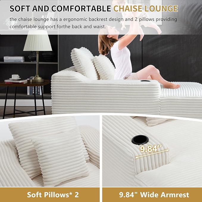 67" Oversized Chaise Lounge Chair Indoor, Soft Boneless Cloud Couch Chair - Image 5