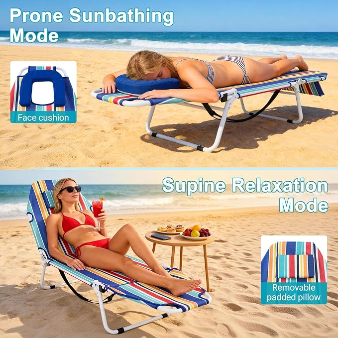 MOPHOTO Beach Tanning Chair, 5-Position Tanning Chair - Image 4