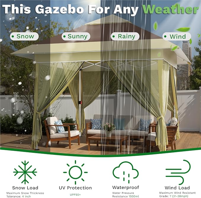 Devoko 10x10 Pop Up Gazebo Canopy Tent - Image 7