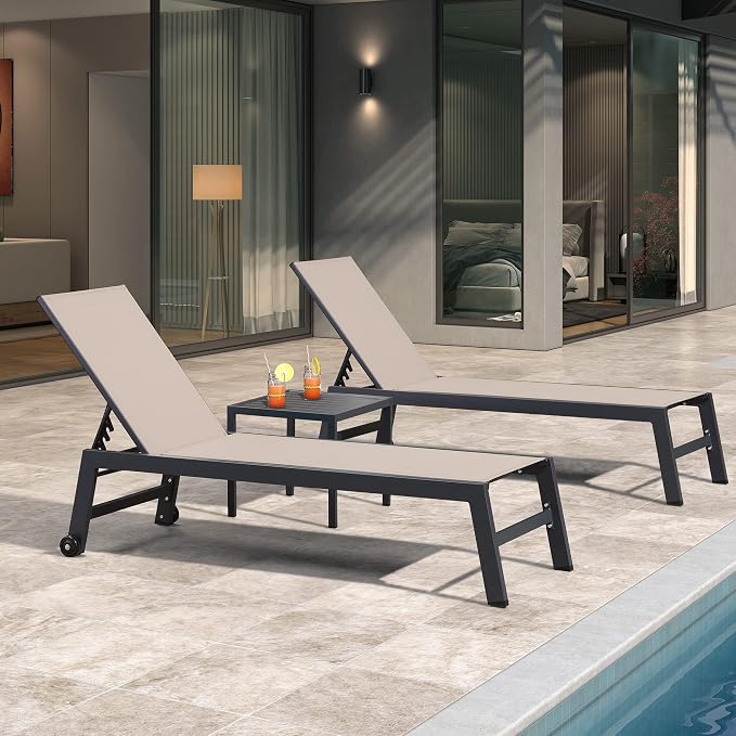 PURPLE LEAF Patio Chaise Lounge Set 4 Pieces Aluminum Outdoor Lounge Chairs - Image 3