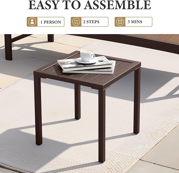 Crestlive Products Aluminum Outdoor Side Table, Pool Lounge Chair Side Table - Image 7