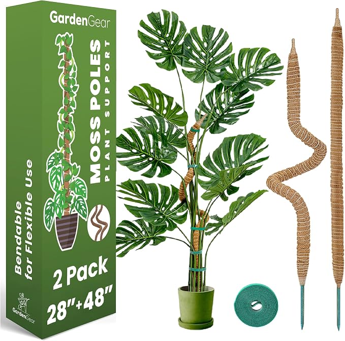 2 Pack 48" and 28'' Bendable Moss Pole Monstera Plant Support by Sproot