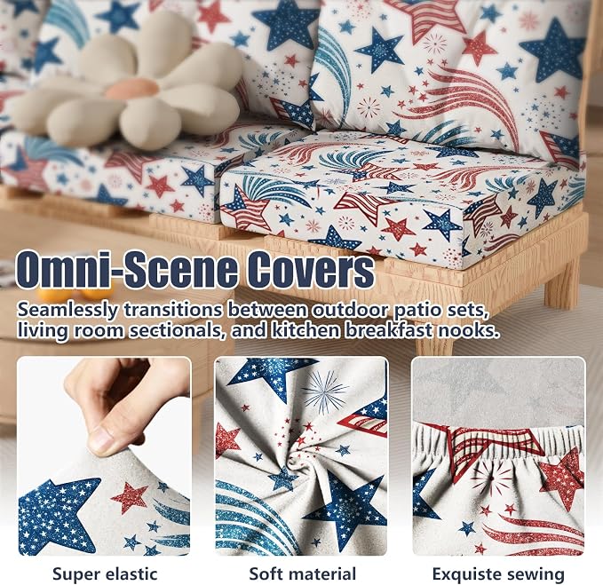 8Pcs Square Small Stretch Patio Cushion Covers, Couch & Sofa Replacement - Image 4