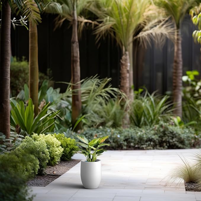 Kante 11.8 Inch Tall Concrete Planter, Large Indoor Outdoor Plant Pot - Image 3