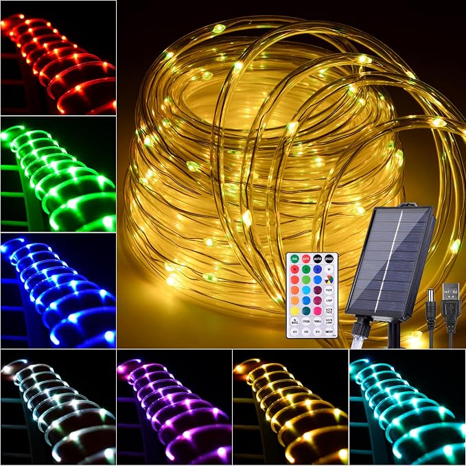 49FT Solar Rope Lights Outdoor Waterproof, 18 Colors Changing 150 LEDs Fairy by Nazuwke