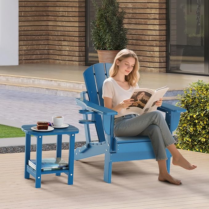 nalone Adirondack Side Table 16.5" Outdoor Side Table HDPE Plastic Double - Image 2