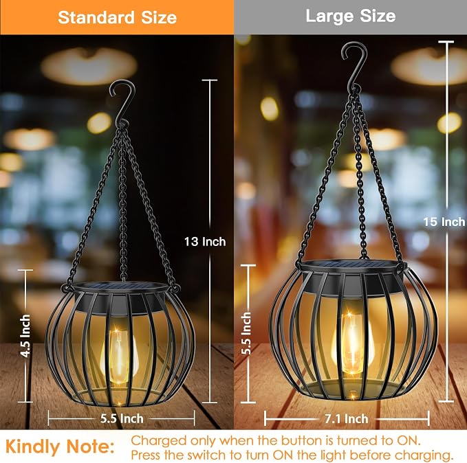 UBright Solar Lights Lanterns Outdoor Waterproof Hanging Solar Garden Lights - Image 2