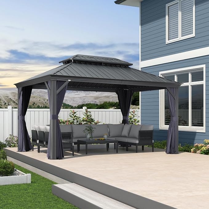 PURPLE LEAF 10' X 14' Hardtop Gazebo Aluminum Gazebo by PURPLELEAF