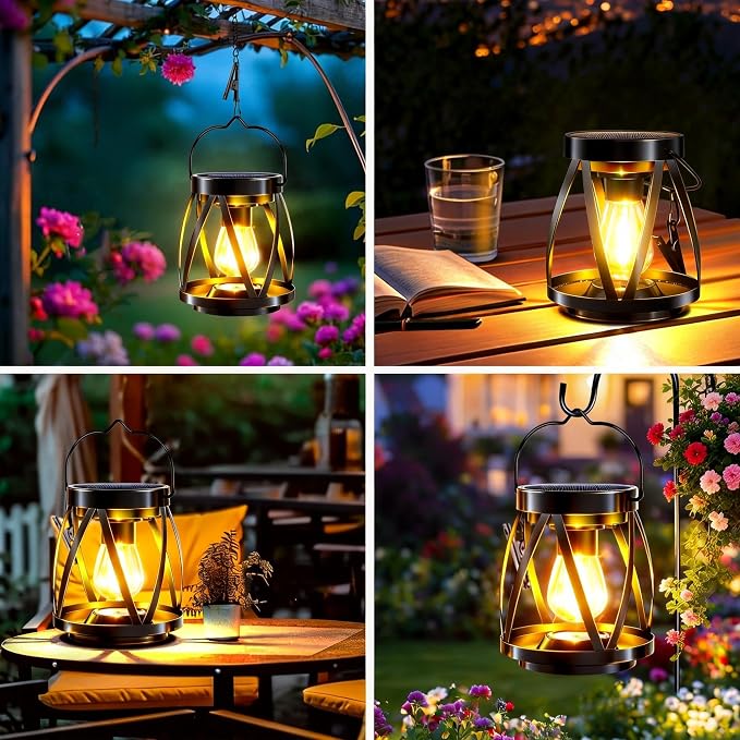 GARPAR Solar Lights Outdoor Waterproof, Upgraded Metal Outdoor Lantern - Image 2