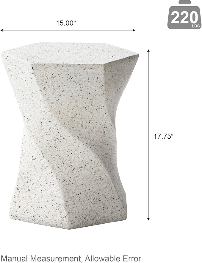 Glitzhome Outdoor Side Table Set of 2, 17.75" H Decorative Garden Stool MGO - Image 3