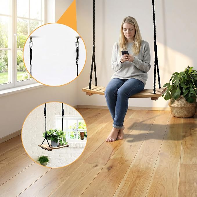 Taeku Adult Tree Swing, Hanging Beech Wood Swings - Image 5