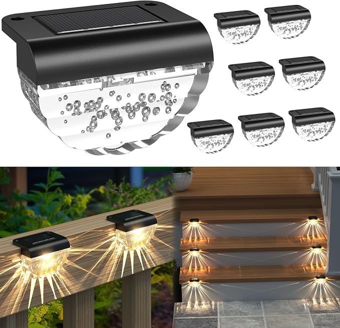 8 Pack Solar Deck Lights Outdoor, Solar Step Lights Waterproof - Image 2
