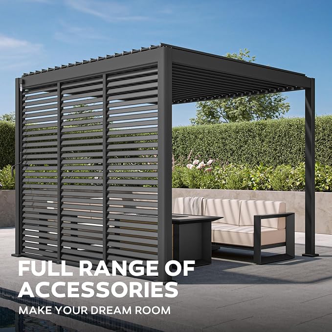 Mirador 111S Round Louvered Pergola Gazebo, 10Ft x 10Ft, Full Aluminum Frame - Image 2