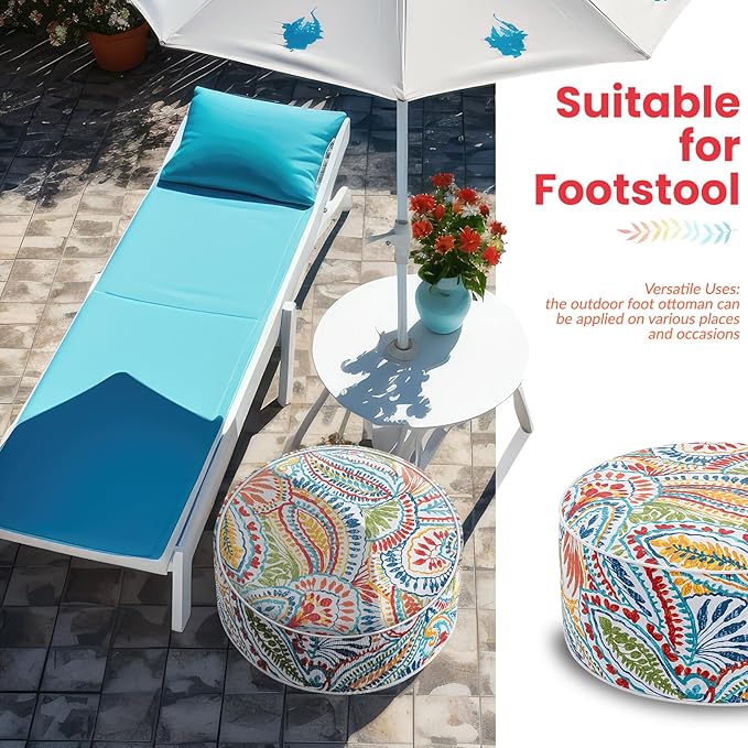 Juexica 2 Pack Outdoor/Indoor Inflatable Ottoman 21 x 9 Inch Paisley All - Image 6