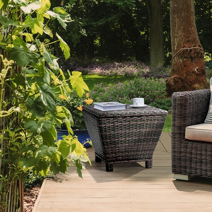 Outvita Outdoor Side Table, Rattan Coffee Table - Image 2