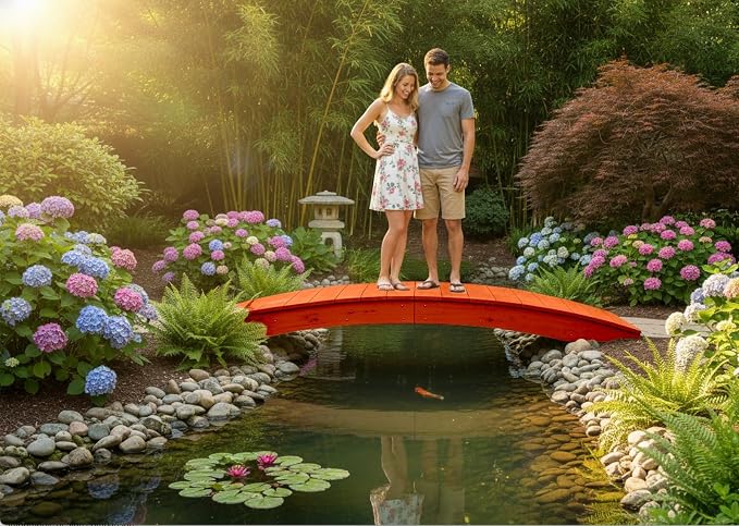 8 FT Cedar Amish Made Pinewood Heavy Duty Garden Bridge - Image 4