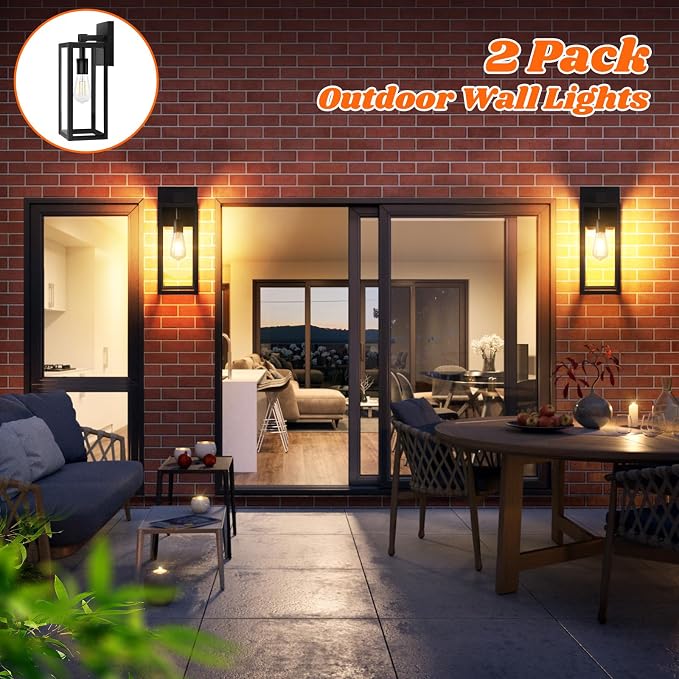 Brightever 2-Pack Outdoor Wall Light, Exterior Waterproof Wall Sconce Light - Image 6