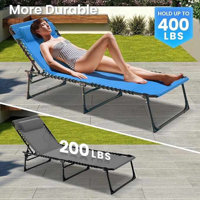 Folding Chaise Lounge Chair - 400lb Capacity - Image 3