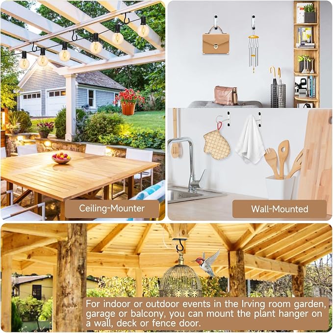 4Pack 2.5Inch Ceiling Hooks for Hanging Plant, Hanger for Indoor and Outdoor - Image 6