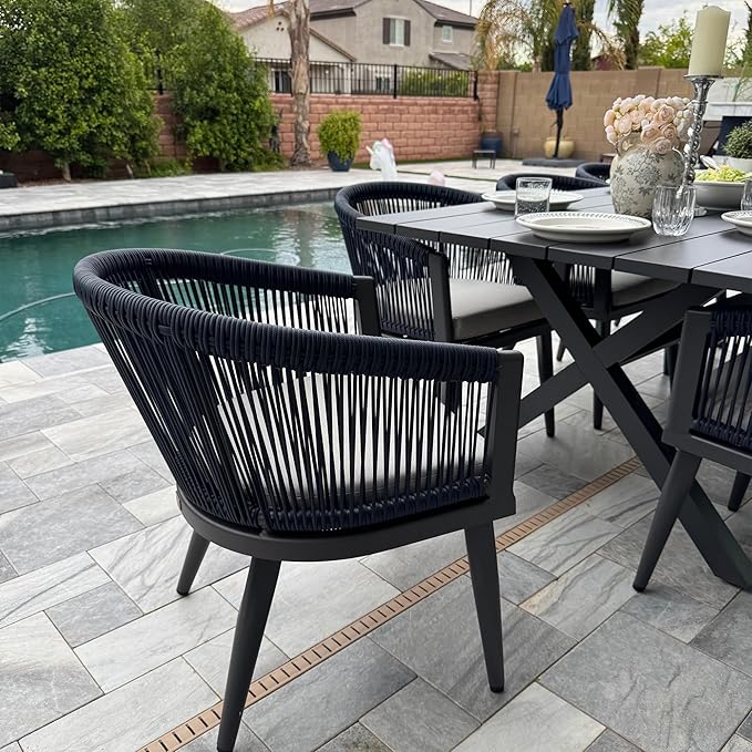 PURPLE LEAF Patio Dining Set for 6 All-Weather Wicker 7 Piece Aluminium Outdoor - Image 2