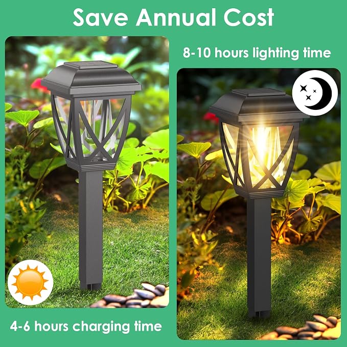 Derynome Solar Lights Outdoor, 10 Pack Waterproof Solar Pathway Lights - Image 2
