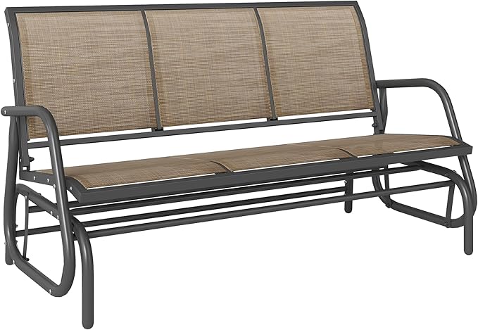 Outsunny 3-Person Patio Glider Bench, Outdoor Porch Glider Swing by Outsunny