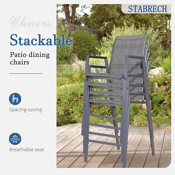 Outdoor Bar Stools Set of 6, Bar Height Chairs - Image 4