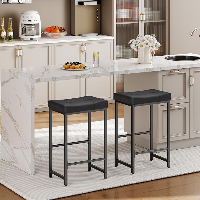 HOOBRO Bar Stools, 25.4" Saddle Stools - Image 2