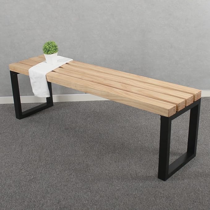 MBQQ Outdoor Soild Wood Bench, 55 inch Patio Picnic Bench, Oil Finished by MBQQ