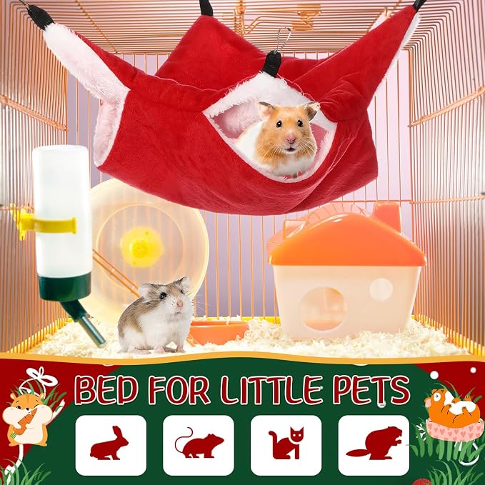 Nuogo 4 Pcs Rat Hammock for Cage Small Animal Hanging Ferret Hammocks for Rat - Image 7