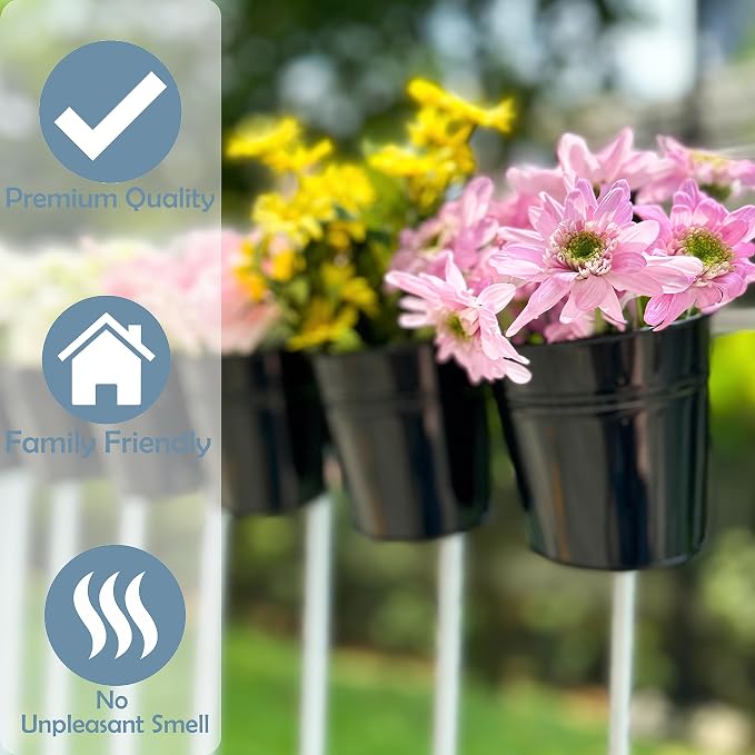 LaLaGreen Railing Planter 10 Pack, 6 Inch Hanging Flower Pot Black, Outdoor - Image 8