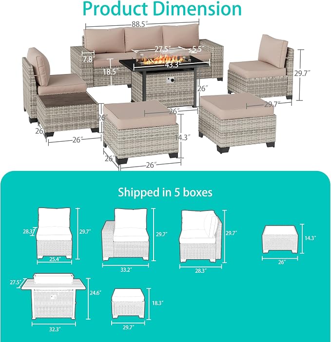 9-Piece Outdoor Patio Furniture Set - Image 4