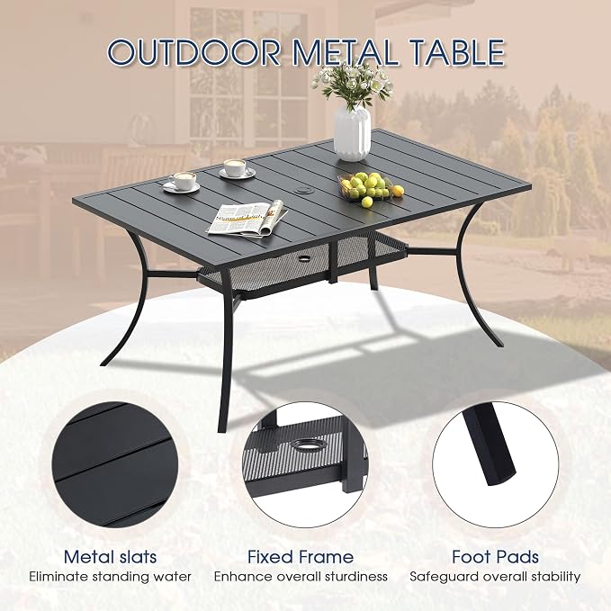 VICLLAX Metal Patio Table for 6, Outdoor Dining Table - Image 4