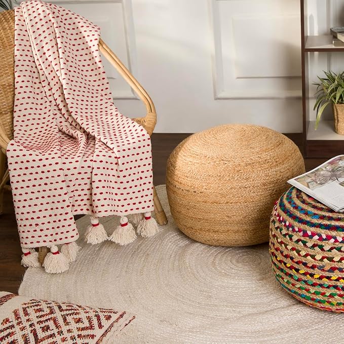 REDEARTH · Jute Circular Pouf Ottoman - Image 7