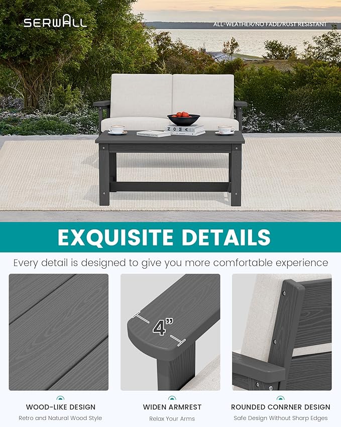 SERWALL HDPE Outdoor Patio Loveseat - Image 3