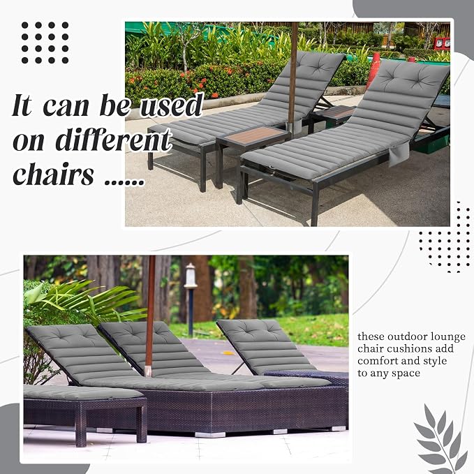 Kigley Outdoor Lounge Chair Cushions Set of 2, 72.8 x 24 x 2.3 Inch Patio - Image 6