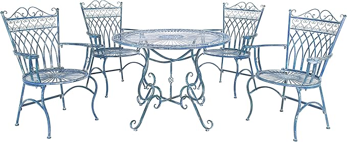 Safavieh PAT5003C Outdoor Collection Thessaly Victorian Antique Blue 5-Piece by SAFAVIEH
