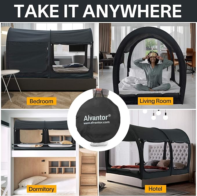 Alvantor® Bed Canopy Bed Tents 2-in-1 Dream Tents Privacy Space Twin Size - Image 6