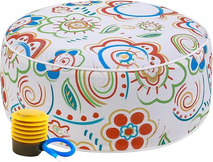 UPWELL Waterproof Inflatable Outdoor Ottoman Pouf, Portable Patio Footrest by Upwell